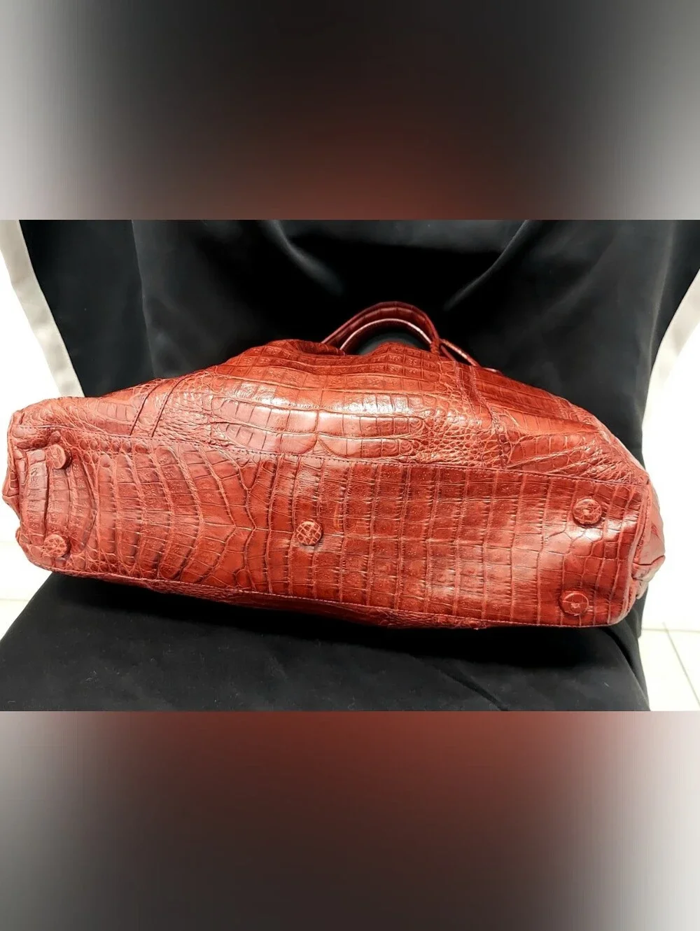 Nancy Gonzalez Genuine Crocodile Bag, Satchel Double Handle,  Burgundy